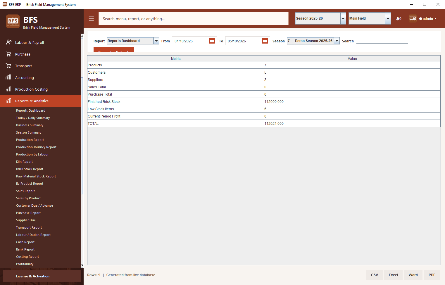 Reports interface screenshot supplied with the source assets