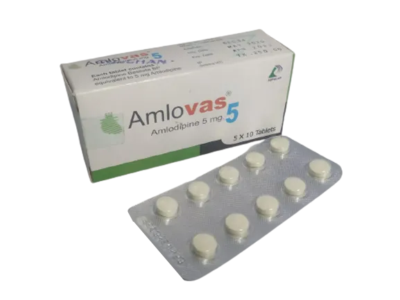 Amlovas 5 mg Tablet-10's Strip