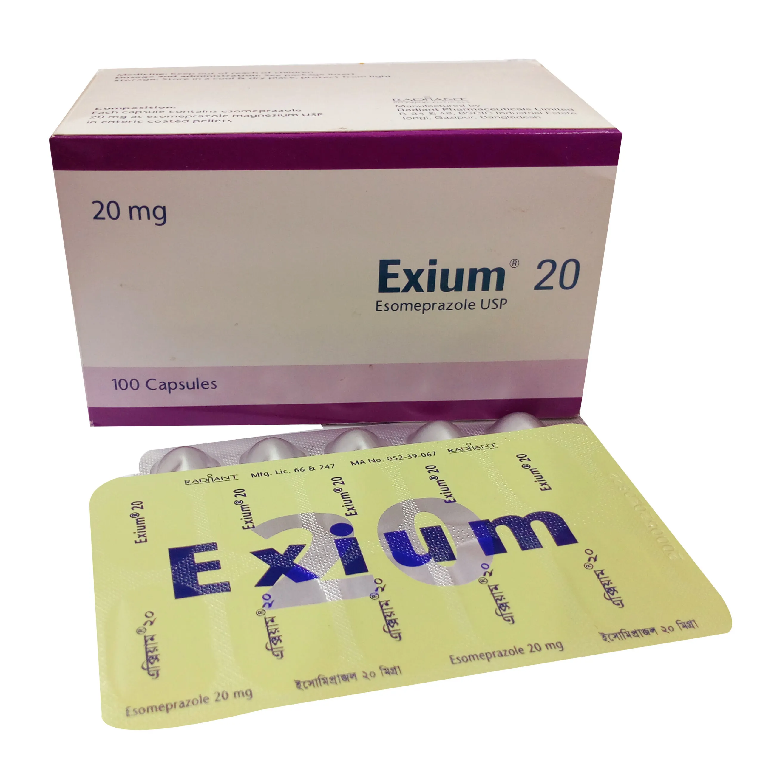 Exium 20 mg Capsule-10's Strip
